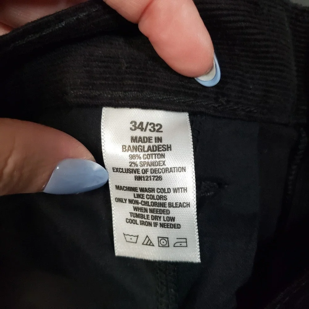 Aeropostale Corduroy Pants Mens 34/32 Black Skinny MGKTBA1